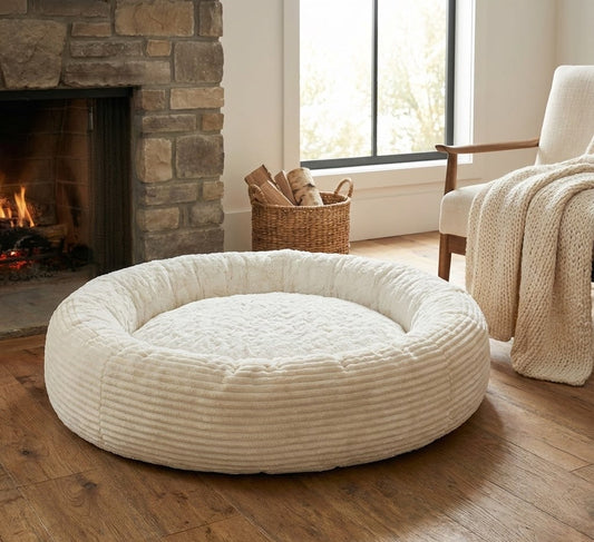 Panier Donut Chien Velours Côtelé