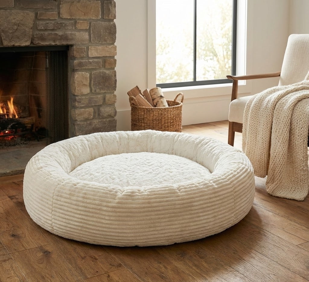 Panier Donut Chien Velours Côtelé